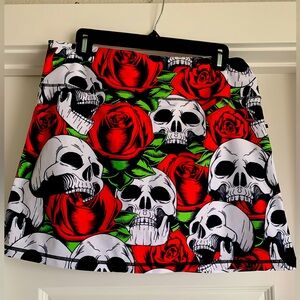 Super cute day of the dead golf skirt skulls and roses